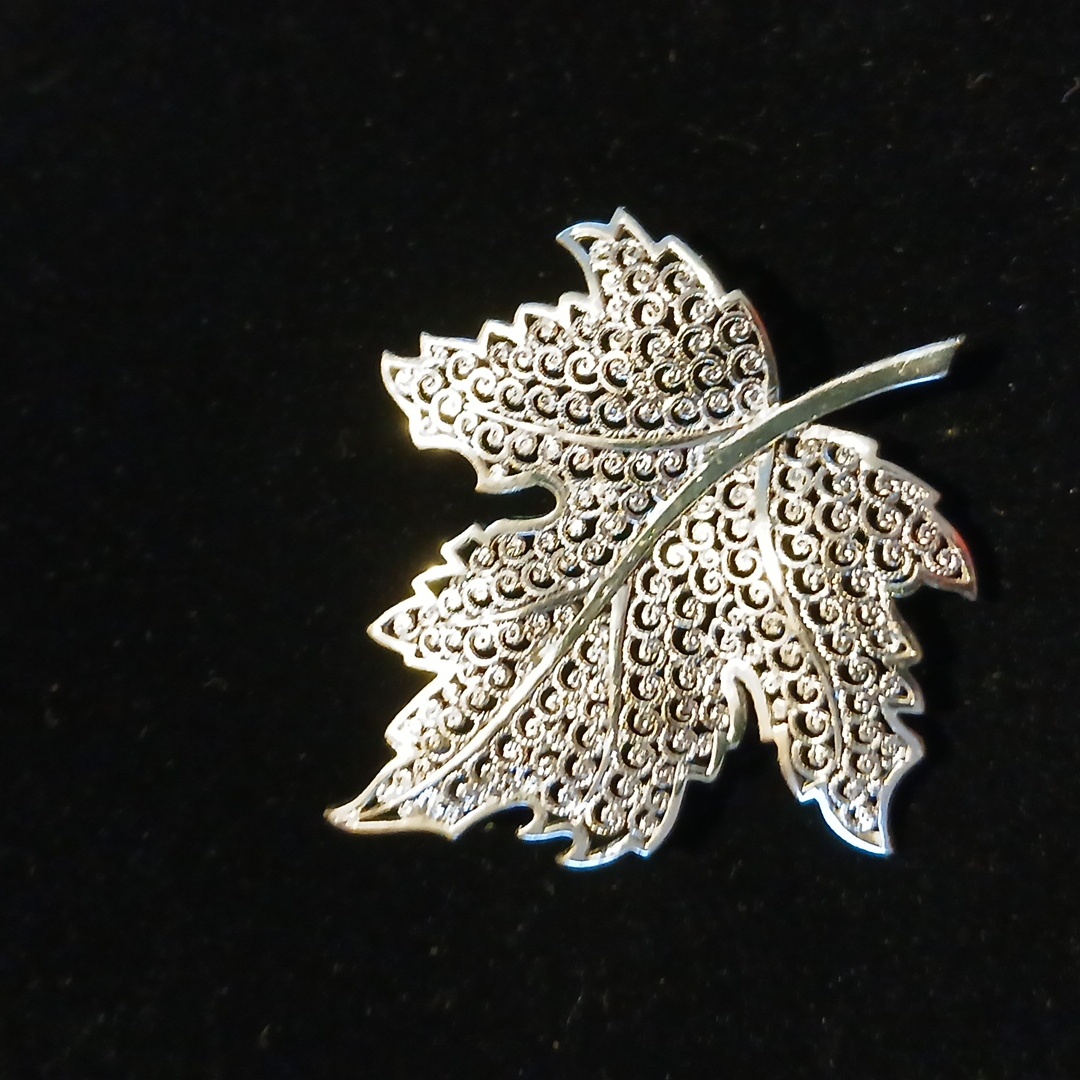 Alice Caviness Vintage Sterling Leaf Brooch Made In Germany